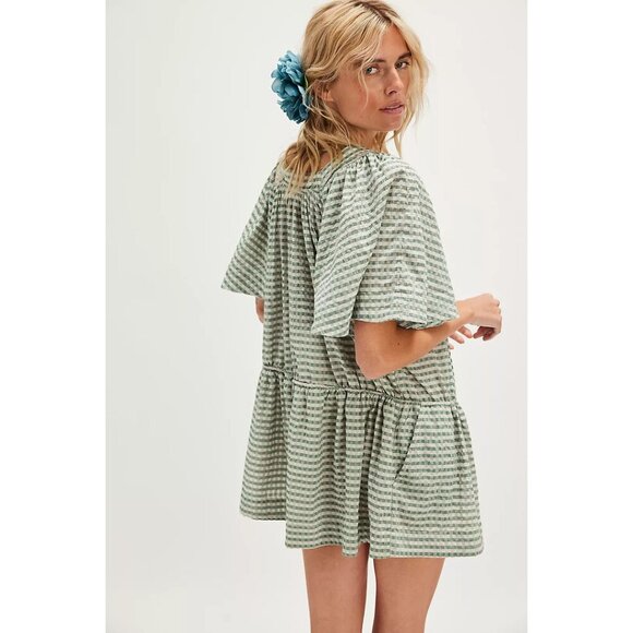 FREE PEOPLE County Line Plaid Romper in Green Combo Size X-Small NWT - Picture 2 of 13